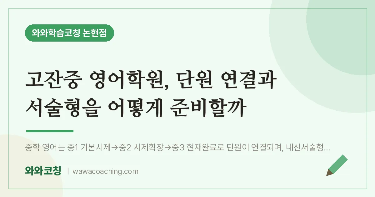 논현동 영어학원, 단원 연결과 서술형을 어떻게 준비할까 (고잔중) | 와와학습코칭 논현점